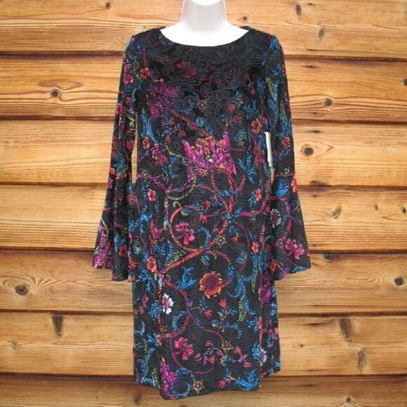 NWT Black Multi Velvet Dress - Picture 2 of 8